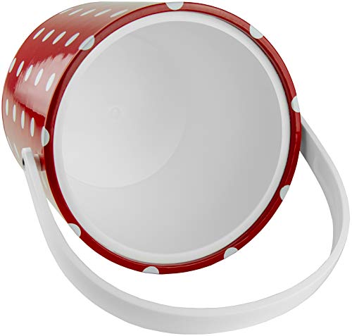 Hand Made In Usa Red & White Double Walled 3-Quart Insulated Ice Bucket With Ice Tongs (Polka Dot Collection) #TOP2