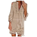  große größen kleidung blumenmädchenkleider dunkelrotes kleid kurze kleider damen kleid mit schlitz second hand brautkleider mont kleid ana alcazar kleider weisse unterröcke spitze(A-Khaki,5XL)