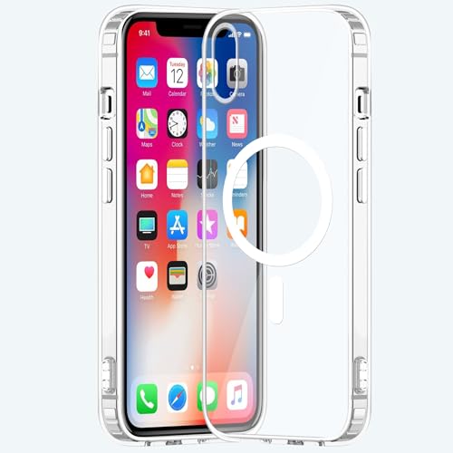 Image of amazon basics Clear Magnetic Case Cover for Apple iPhone X [Compatible with MagSafe Accessories] Slim Shockproof Magnetic Transparent Phone Cover Case