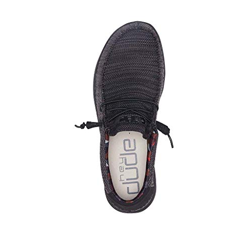 Image of HEYDUDE Men's Wally Sox Jet Black Size 6 | Men's Shoes | Men's Lace Up Loafers | Comfortable & Light-Weight