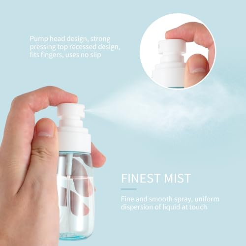 9 Pcs Travel Spray Bottle 60ml/2oz Leak Proof Fine Mist Spray Bottles Empty Mini Makeup Face Spray Bottle Clear Refillable Travel Containers for Perfume Cosmetic Essential Oil, 3 Color(120pcs Labels)4