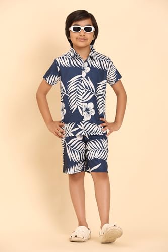 Image of Boys Printed Casual Shirt Short Sleeve Button Down Beach Shirt for Kids