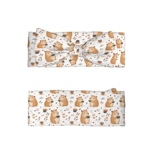 Cute Guinea Pig Tea Print Baby Girl Bows Headbands Baby Girls Newborn Headbands Infant Toddlers 0-6 Months2