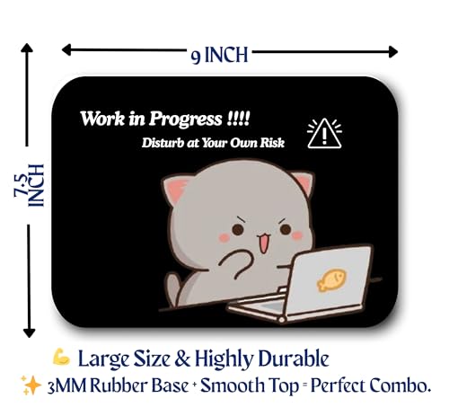 Image of Mouse Pad - (Work in Progress) - 9 x 7.5 Inch, Smooth & Water-Resistant Surface for Precise Control, Non-Slip Rubber Base, 3MM Thick - Ideal for Office, Home, Study & Gaming