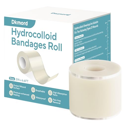 Hydrocolloid Bandages for Wound Care Dressing, 6.6ft Hydrocolloid Roll DIY Size & Shape Hydrocolloid Patch Tape with Self-Adhesive for Burn, Blister, Acne Care (2in x 6.6ft)