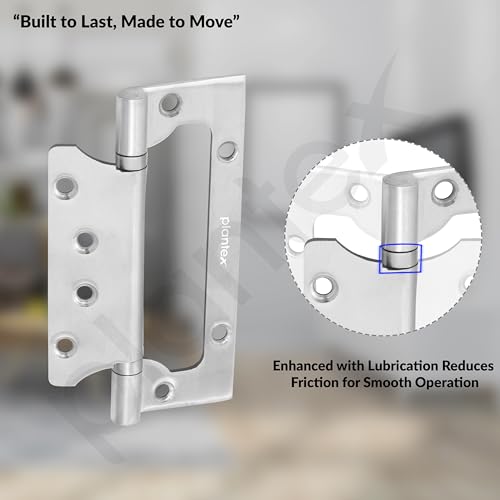 Image of Plantex Butterfly Hinges for Door /Stainless Steel Door Hinges /5 Inch x 14 Gauge Hinge /2.5 mm Hinges for Home /Office /Hotel /Non-Mortise Hinge - Pack of 1 (Chrome)