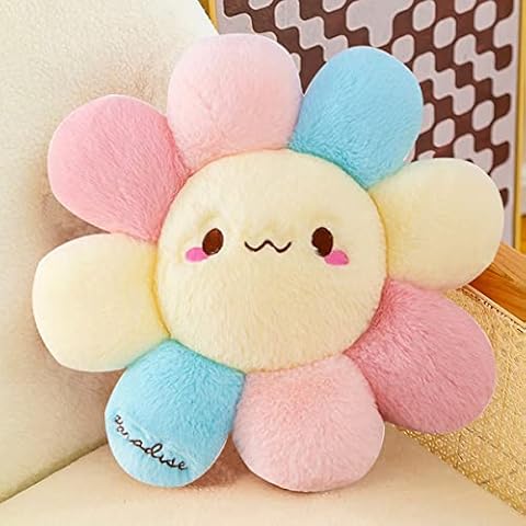 MDXMY Flower Pillow Flower Shaped Floor Pillow Rainbow Butt Cushion, Seating Pad, Beautiful Room Decor (Rainbow,15.7 inch) Cover