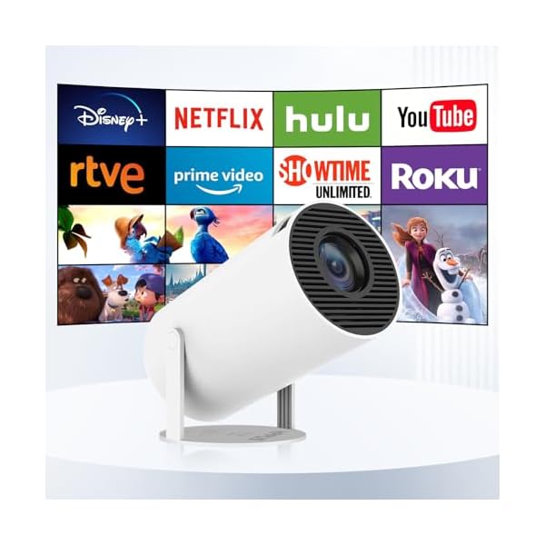 HIPPUS Mini Smart Beamer 4K Full HD 1080P 180°Dreh Portable Projector klein Videoprojektor Handy Android OS 11.0 mit 2.4/5G WiFi Bluetooth 5.0 automatischer Keystone-Korrektur Heimkino Beamer