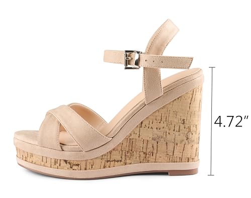 MERUMOTE Women's Fashion Platform Wedge Sandals Heeled Buckle Shoes For Summer2