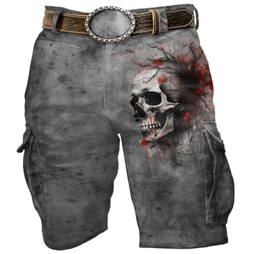 Short cargo homme imprimé graphique 3D multicolore avec poches