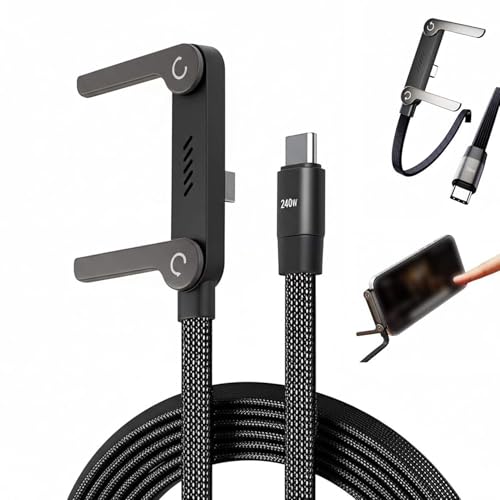 Image of MX Invisible Holder Charger Cable with Stand, 240w Super Fast Charging 2-in-1 Fast Charging Cord & Multi-Angle Phone Stand for Gaming, Office, Car Travel, Type-C Charging-Cable (USB Type C - 1.5m)