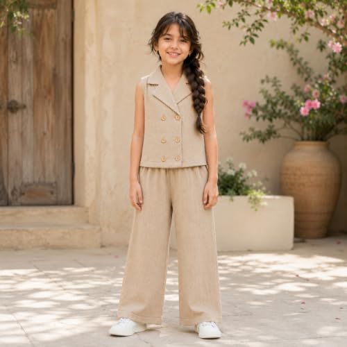Image of The Magic Wand Woven Digital Printed Co-ord Set For Kids Girls, Sleeveless Top With Palazzo Pant Two-Piece Western Stylish Clothing Set For Festivals