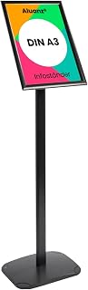 Infoständer, Schwarz, A3 | Informationsständer, Bodenständer aus Aluminium, Drehbarer Präsentationsständer, Posterständer, Plakatständer