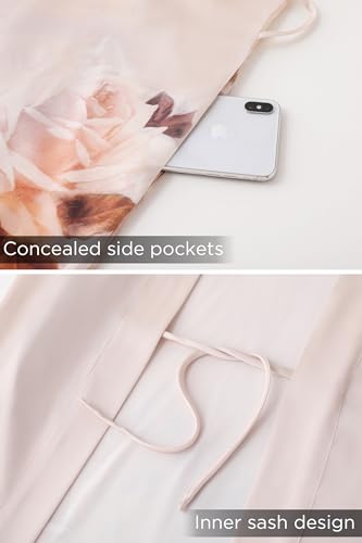 Image of PRODESIGN Kimono Robe for Women - Long Satin Sleepwear Silky Kimono Cover-Up Nightgown Japanese Bathrobe Loungewear Blouse