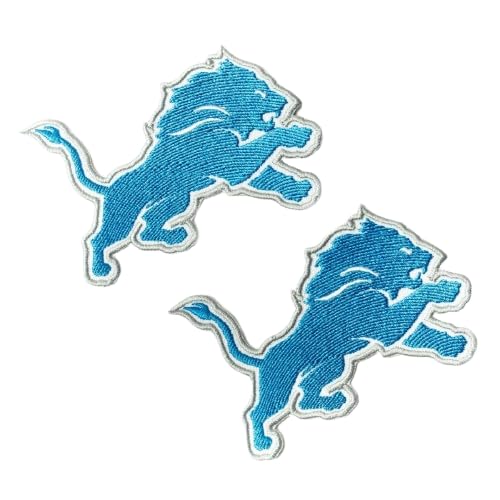 2Pcs Football Embroidered Lions Iron On Patches for Clothing Iron/Sew On Embroidered Applique for Jackets & Jeans
