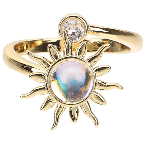 ifundom Bague Tournesol Anti-Stress à Rotation Ouverte pour Femme Bague Ajustable 18K Couleur Or Bijou Minimaliste pour Doigt Présent Usage Quotidien