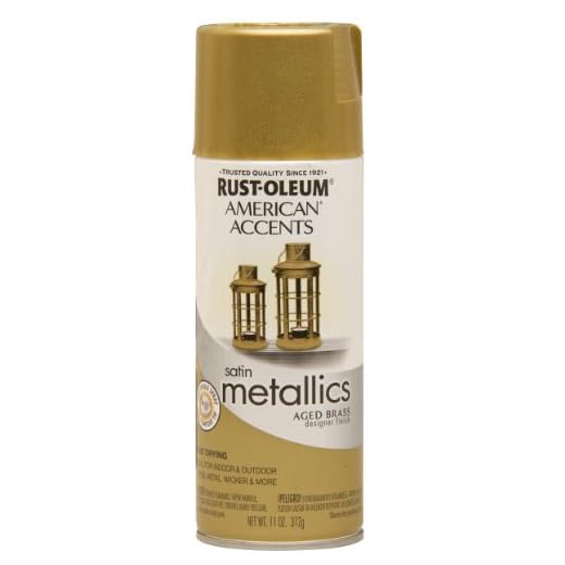 Rust-Oleum 202719 American Accents Topcoat Designer Metallic Spray Paint, 12 Oz Aerosol Can, 11 Ounce (Pack of 1), Aged Brass, 11 Fl Oz