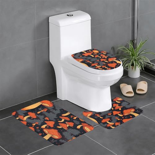 Tapis de salle de bain 3 pièces 61x40 cm antidérapant et tapis de sol pour WC et toilette