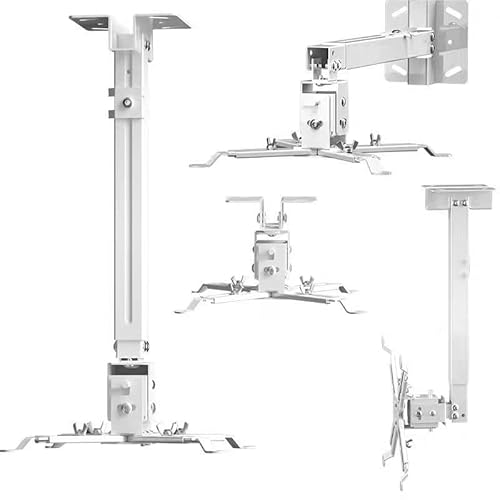 Coret Projector Drop Ceiling Mount Wall Mount, Universal Hanger Projector Wall Mount Shelf Holder,Adjustable Height Pole Mount Wall Projector Mount For Epson Optoma Benq,Hold Up To 33 Lbs (White) #TOP1