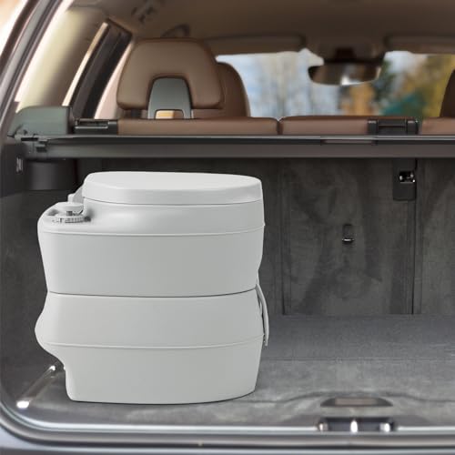 COSTWAY 20L Portable Camping Toilet, Outdoor Flushing Toilet with Pump Flush, Leak-Proof Seat & Removable Tank, Emergency Porta Potty for Hiking Caravan (Light Grey) - Image 9