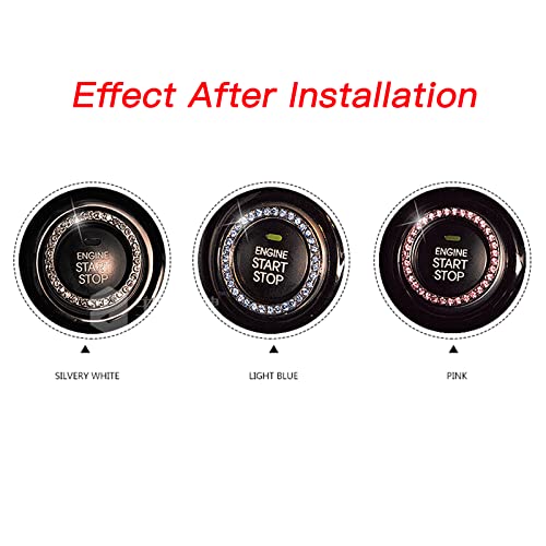 Keegtbox Bling One-Key Engine Start Stop Ignition Push Button Ring Cover Panel Sticker Fit For Women Car Suv Pickup Knobs, Buttons, Steering Wheels, Car A/C Knobs, Radio Switches Decoration (Silver) #TOP4