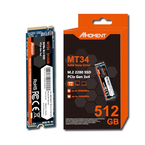 MMOMENT 512GB NVMe M.2 2280 PCIe Gen 3x4, Solid State Drive Internal SSD (MT34 512GB), PCIe3.0 Standard - Image 3