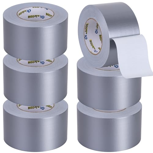 Image of Oleitodh 6 Pack Duct Tape Silver Gray Heavy Duty 330 Yards x 3 Inch - Strong, Flexible,No Residue,All-Weather and Tear by Hand - Bulk Value for Do-It-Yourself Repairs and Professional Use