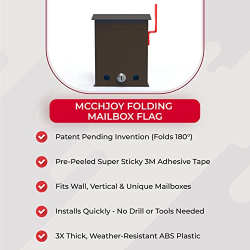 Folding Wall Mount Mailbox Flag, Vertical Mailbox Flag Designed To Fit Unique Mailboxes, 180 Degree Mailbox Flag, No Tools Required Stick On Mailbox Flag, Mailbox Flag Replacement, Easy Assembly #TOP2
