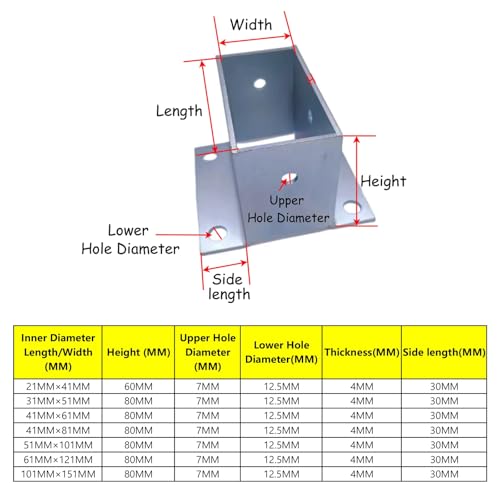 Base de anclaje de poste de hormigón con soporte rectangular resistente 3