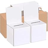 24 PCS Raffle Boxs Cardboard ballot boxs Ballot Box for Suggestions Donations White Glossy Cardboard Boxes with Removable Generic 6inch
