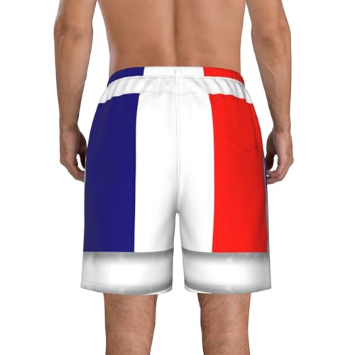 French Flag Print Men's Shorts Casual Lightweight Yoga Shorts Elastic Waist Drawstring Summer Beach Shorts2