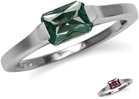 Silvershake 1.03ct. Natural Octagon Shape Peridot White Gold Plated 925 Sterling Silver Solitaire Ring Size 9