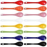 Xmomx 2 sets of each 8 Color Porcelain Egg Spoons Ceramic Spoons 5 inch Coffee Dessert Yogurt Tea Milky Tea