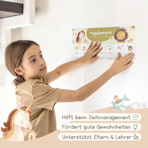 Routine Planer Kinder- & Tagesplaner – 2 Tafeln für Morgen- & Abendroutine mit 30 Kärtchen (3,5×3,5 cm) – Spielerischer Wochenplaner für Kinder