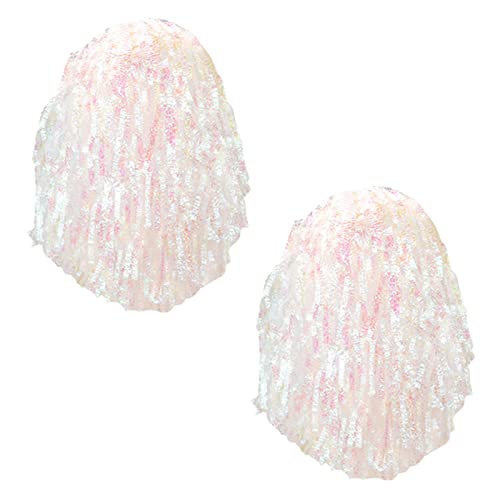 Hovershoes 2 pièces Pompons de Pom-Pom Girl, Pom de Pom-Pom Girl en Feuille métallique avec poignée/Trou d'anneau, Pompons de Pom-Pom Girl pour Les acclamations de Danse de Sports d'équipe Cover