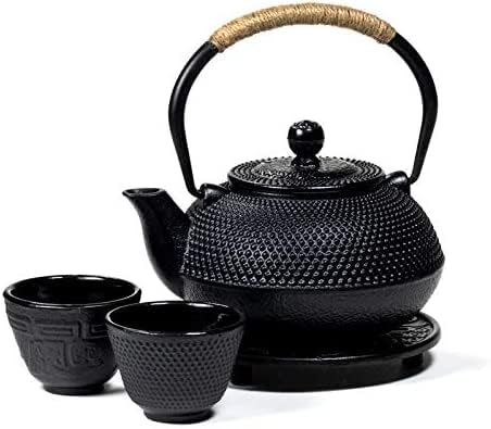 Teiera Tetsubin Stile Giapponese Ghisa 0,6 L + 2 Tazze Piastra Tè Tisane Tea Thè