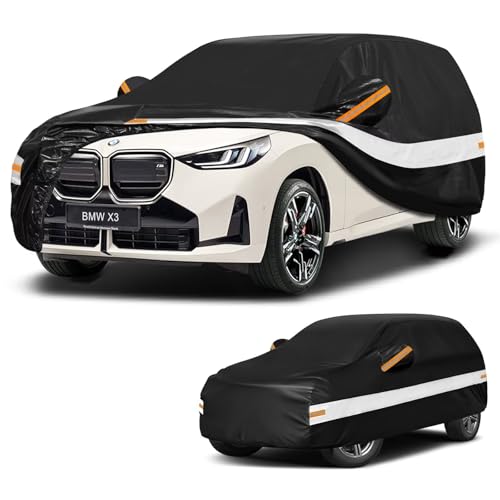Image of 10 Layers SUV Car Cover Custom Fit for BMW X3 (2010-2026) F25, G01, G45, G48, Waterproof All Weather for Automobiles, Outdoor Full Cover Sun Dust Rain Protection with Cotton. Black