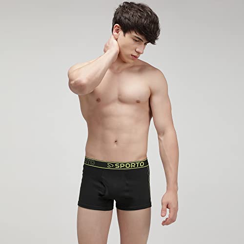 Image of sporto Men's Mid-Rise Super Soft & Comfortable Solid Cotton Square Trunks with No-Fold & No-Pinch Elastic Waistband (Combo Pack)