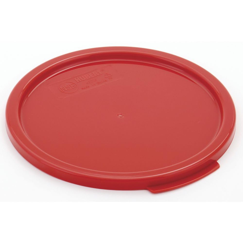 Polypropylene Lid for 6 & 8 Qt Food Storage Containers - 9" Dia x 1/4" H by HUBERT – Plastic, Red, Model 0106011-RED