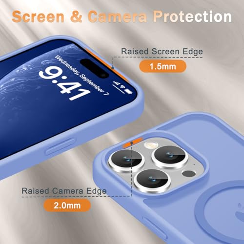 Image of YENAPOON for iPhone 15 Pro Case, Matte Magnetic Phone Cover [with 1 Screen Protector] [Support for MagSafe] [Shockproof Military Grade Protection] Translucent Frosted Back, Purple