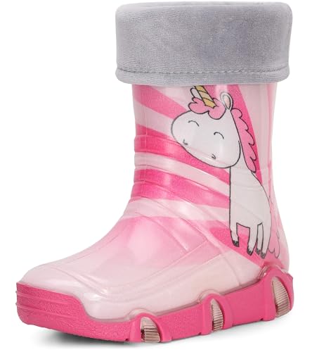 Ladeheid Kinder Mädchen Jungen Gummistiefel Gefüttert Swk30 (Rosa Einhorn...