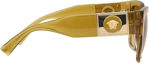 Miniatura 3 de Versace Gafas de sol para mujer, montura transparente de miel, lentes ocre degradado amarillo claro, 2.126 in, Transparente Miel Amarillo