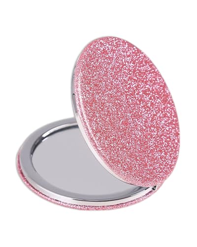 KGDUYC 1 Pezzi Specchio Compatto- Specchio Tascabile Glitter Mini Specchio Rotondo per Trucco Pieghevole Palmare su 2 Lati Ingrandimento 1x/2x Per Ragazza,Compatto Pieghevole,Specchio da Viaggio