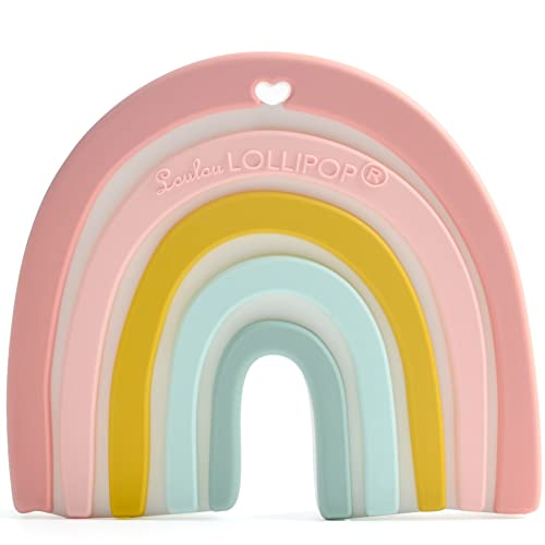 Image of Loulou Lollipop LL-T-RBPSTL Silicone Teething Toy Silicone Rubber Pastel Rainbow