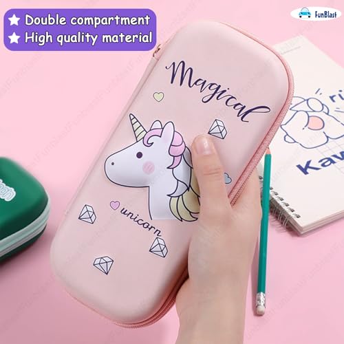 Image of FunBlast Pencil Pouch For Kids-Multi-Purpose Zipper Pencil Case,Pen & Pencil Pouch Bag,Stationary Organizer For Kids,3D Hardtop Multicolor Eva Canvas Pencil Case (Magical Unicorn)