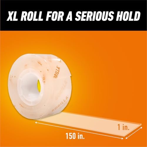 Gorilla Sert & Şeffaf Çift Taraflı Yapışkan Montaj Bandı, Ekstra Büyük, 2,54 cm x 381 cm, Şeffaf, (4'lü Paket) - Görsel 6