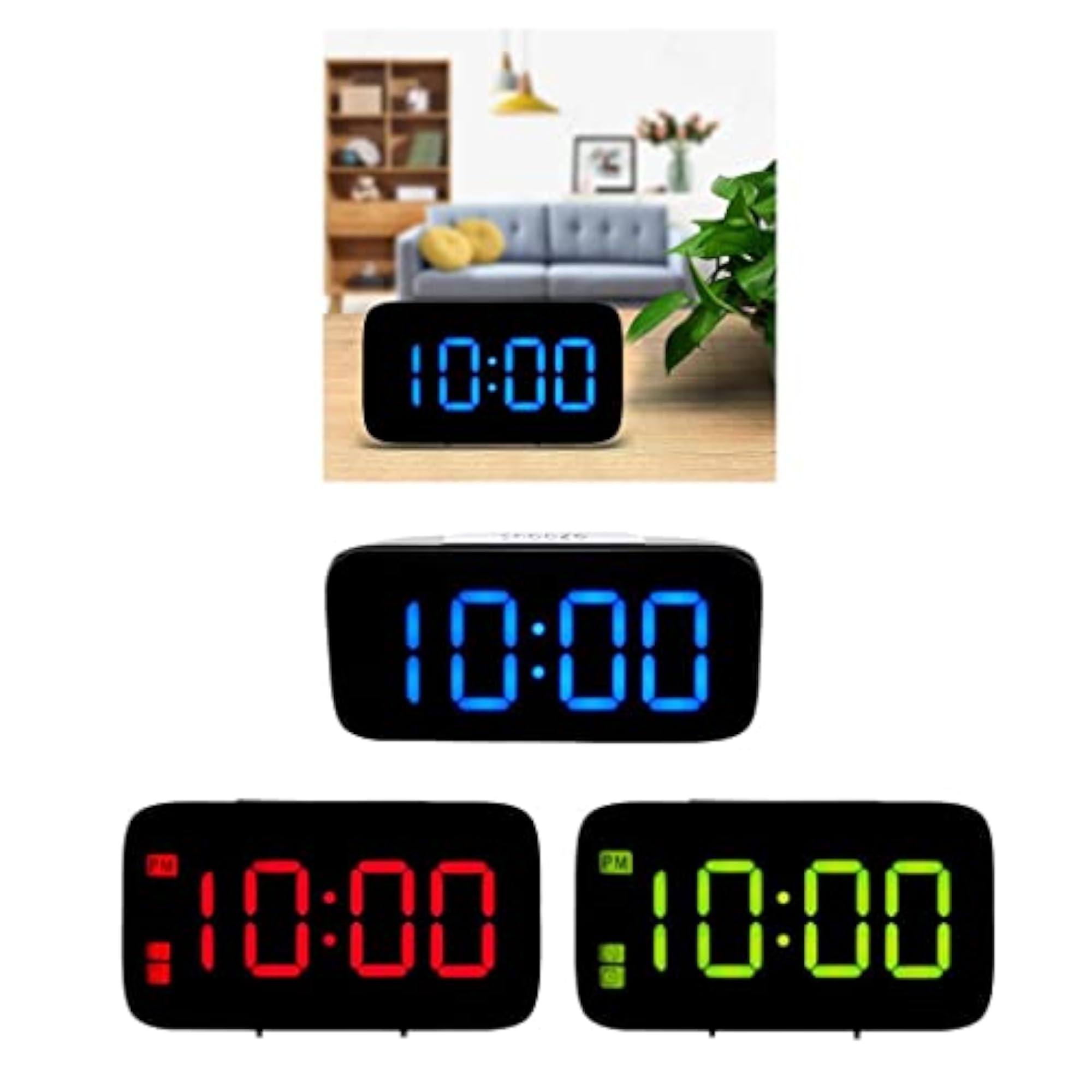 LED Projection Alarm Clock with Voice Control, Blue