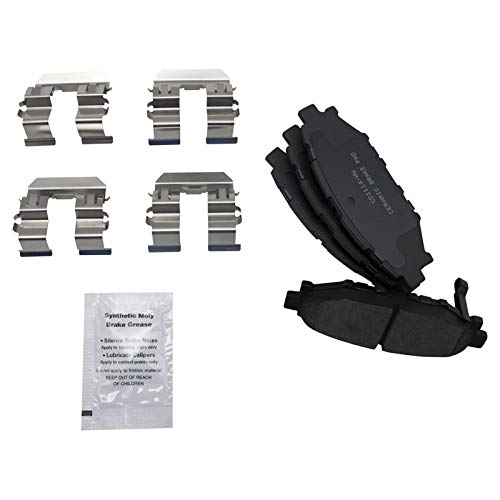 Image of TRQ Rear Brake Pad & Rotor Kit, with Chemical Kit Parking Brake Shoe Set Ceramic Compatible with 2008-2013 Subaru Impreza
