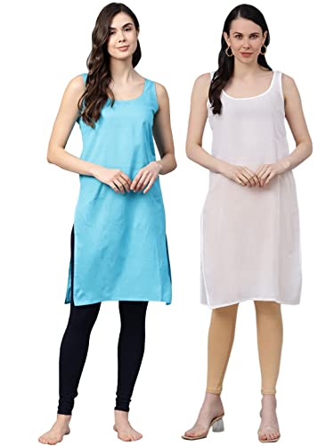 Image of Ada Womens Terivoile Cotton Suit Full Slip /Camisole (Pack of 2) A301831