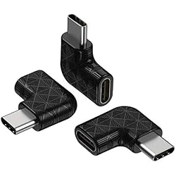USB C Right Angle Adapter,90 Degree USB C to USB Type-C Male to Female Adapter (3 Pack). Support USB-C 3.1 PD 100W Quick Charge 10Gb/s Data Transfer,for Laptop & Tablet & Mobile Phone -Black